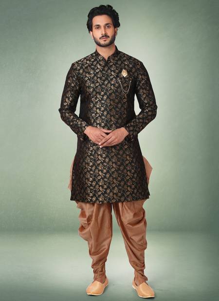 Green Colour New Exclusive Wedding Wear Jacquard Banarasi Brocade Indo Western Mens Collection 1093